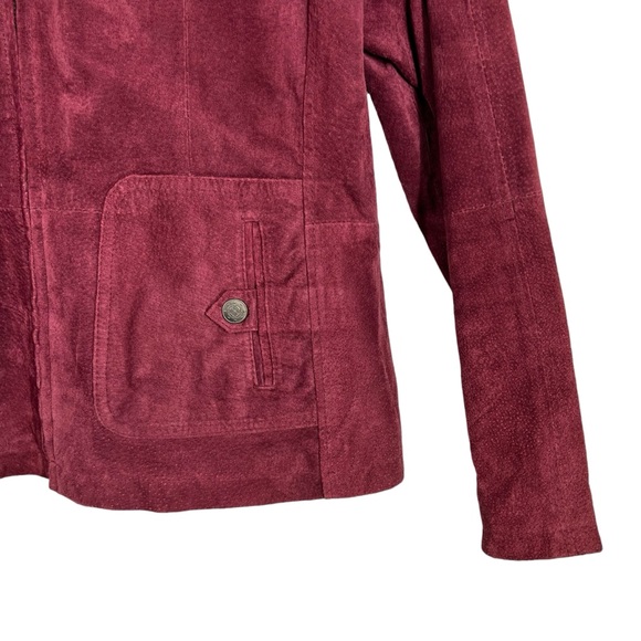 RUFF HEWN Well Worn Full Zip Deep Wine/Merlot Suede Moto Jacket Size XL - Picture 6 of 9